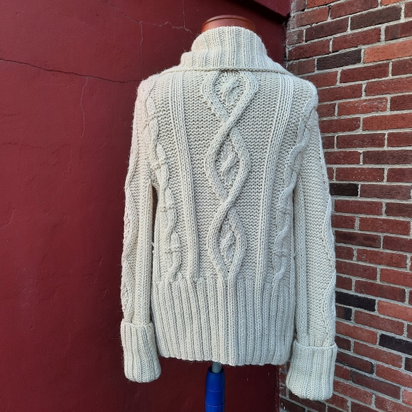 Anthropologie Aeve Peruvian Baby Alpaca Wool Chunky Cable Knit Cardigan Sweater - Picture 4 of 10